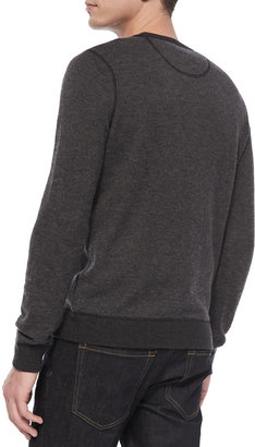 Vince Birdseye Long-Sleeve Crewneck Sweater, Black