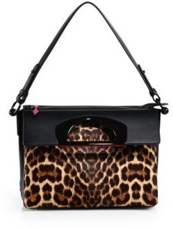 Christian Louboutin Spotted Calf Hair & Leather Fold-Top Bag