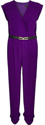 River Island Womens Purple wrap front belted jumpsuit