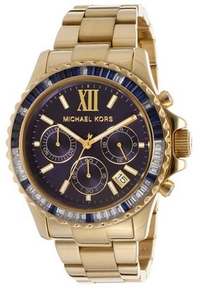 Michael Kors Women's Chronograph Blue Dial Gold Tone Ion Plated Stainless Steel