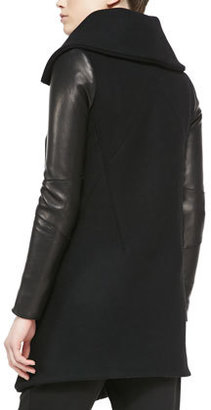 Helmut Lang Inclusion Leather-Sleeve Felt Jacket