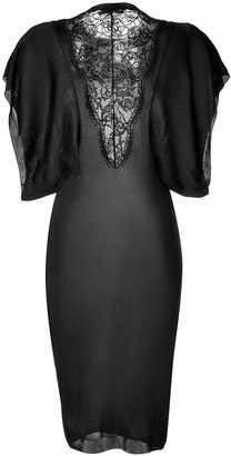 Emilio Pucci Black Silk Knit Dress with Lace Panel