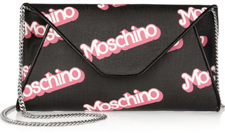 Moschino Printed textured-PVC clutch