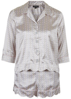 Topshop Womens Geometric Tile Print Pyjama Set - Silver