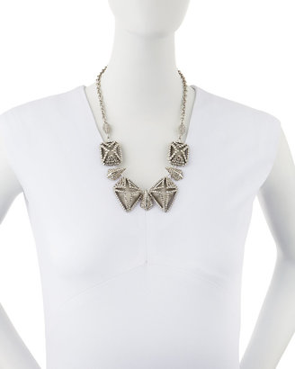 Alexis Bittar Crystal-Cage Lucite Bib Necklace, Gray