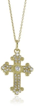 KC Designs Faithfully Yours" Diamond 14k Yellow Gold Medium Byzantine Cross, 16"