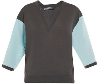 Balenciaga Bi-colour silk-knit sweater