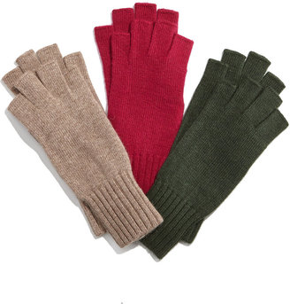 Portolano Wool Fingerless Knit Gloves, Light Nile Brown