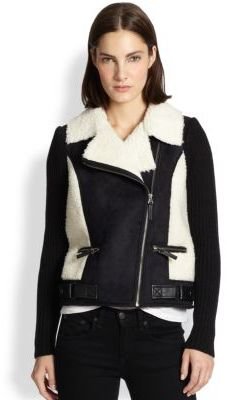 Design History Faux Shearling & Faux Leather Motorcycle Jacket