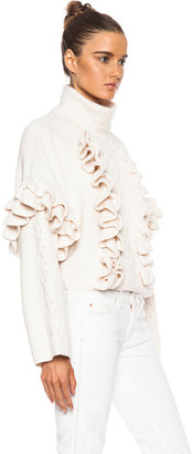 3.1 Phillip Lim Cable and Ruffle Crochet Wool Turtleneck