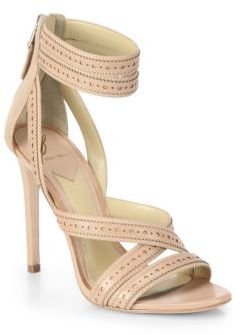 Brian Atwood Lucila Ankle-Strap Leather Sandals