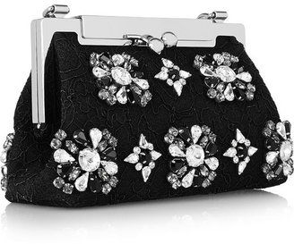 Dolce & Gabbana Crystal-embellished cotton-canvas and lace shoulder bag