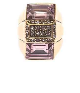 Oscar de la Renta Baguette-cut crystal cocktail ring