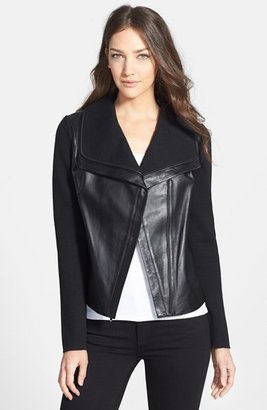 Classiques Entier Leather Front Merino Sweater Jacket