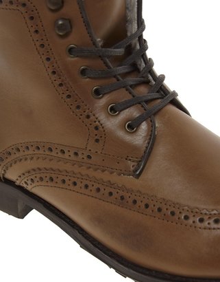 Hudson H By Hughes Shearling Lined Brogue Boots