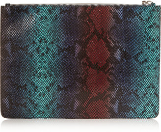 House of Holland Bag Of Tricks embroidered snake-effect leather clutch