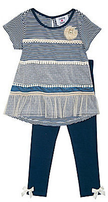 Counting Daisies 2T-6X Striped Knit Top & Solid Leggings Set