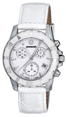 Wenger Women's 70744 Sport Elegance Chrono Mother-Of-Pearl Dial White Leather Watch