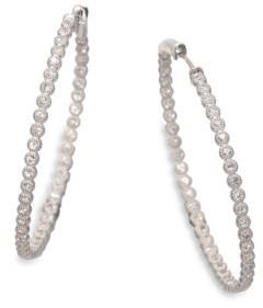 Jude Frances White Sapphire and Sterling Silver Hoop Earrings/3"
