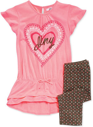 DKNY Little Girls' 2-Piece Heart Tunic Top & Leggings Set