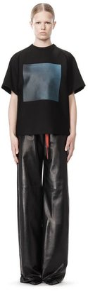 Alexander Wang Wide Leg Leather Pant With Contrast Drawstring