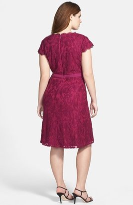 Adrianna Papell Cap Sleeve Lace Fit & Flare Dress (Plus Size)