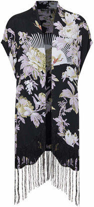 Topshop Petite Flower Bird Print Jacquard Kimono