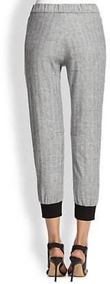 L'Agence LA'T by Cropped Linen & Cotton Track Pants