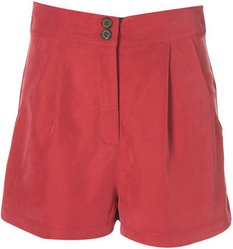 Topshop Cupro Pleat Front Pink Shorts