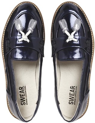 Swear Charlotte 9 Navy Metallic Loafer Flat Shoes