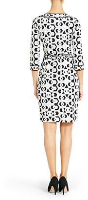 Diane von Furstenberg Banded Julian Silk Jersey Wrap Dress In Hex Maze Black