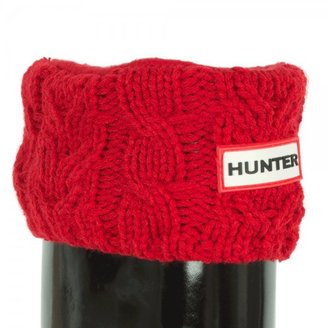 Hunter Red Dual Cable Knit Wellington Boot Sock