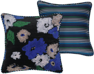 Sonia Rykiel Libre Stripe & Floral Cushion - Emerald & Blue