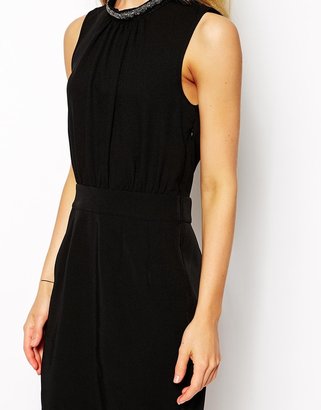 B.young Only Sleeveless Dress With Embelished Chain Neck