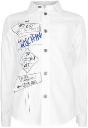 Moschino Boys White Cotton Street Signs Shirt
