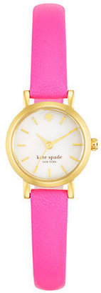 Kate Spade Ladies Goldtone and Bazooka Pink Tiny Metro Watch