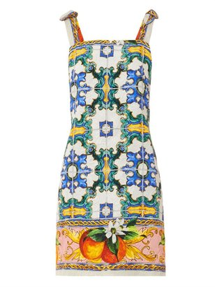 Dolce & Gabbana Sicilian orange mosaic-print brocade dress