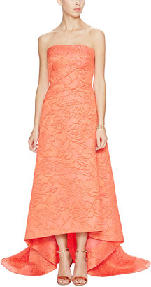 Monique Lhuillier Textured Strapless Gown with Extended Hem