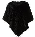 Yumi Womens Black Fur Poncho- Black