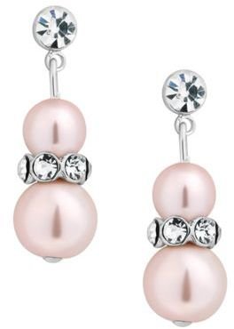 Jon Richard Pink pearl and crystal rondel drop earring