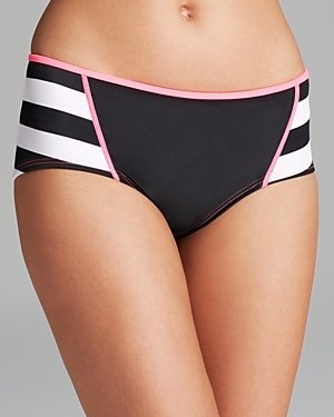 Juicy Couture Sport Promenade Stripe Block Boyshort Bikini Bottom