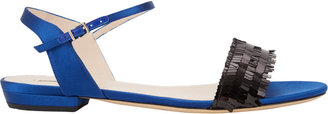 Giorgio Armani Pailette Ankle-Strap Flat Sandals