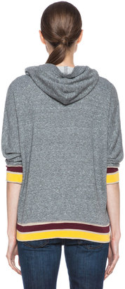 Current/Elliott Striped Cropped Sleeve Cotton-Blend Sweatshirt in Heather