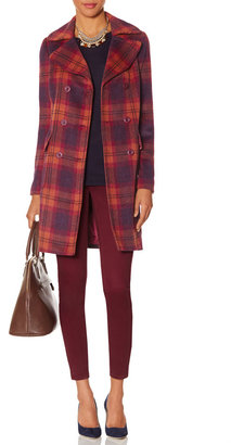 The Limited Double Breasted Plaid Coat