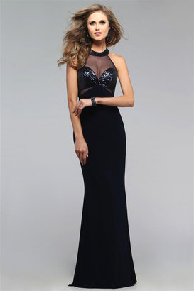 Faviana Elegant Jersey Evening Gown with Sequin Embellishments 7768
