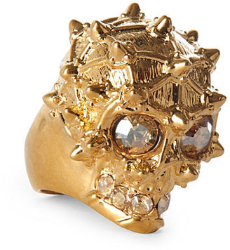 Alexander McQueen Cathedral large skull ring gold