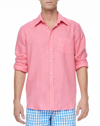 Vilebrequin Linen Long-Sleeve Shirt,  Pink