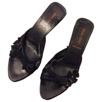 Miu Miu Black Leather Sandals