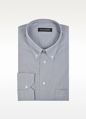 Forzieri Gray Micro Check Cotton Dress Shirt
