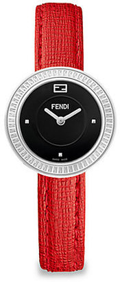 Fendi My Way Stainless Steel, Fox Fur & Elite Leather Strap Watch